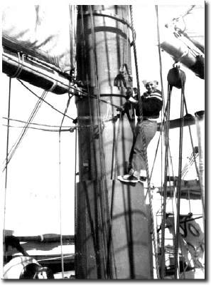 David Robbins-climbing mast of Buque Escuela Esmeralda
